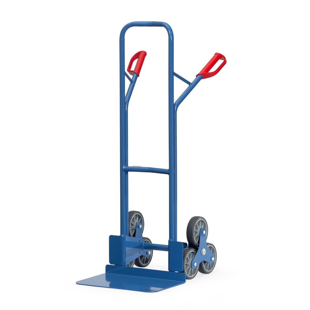 Wózek schodowy fetra®, 3-ramienna gwiazda kół, udźwig 200 kg, szufla szer. × gł. 480 × 300 mm, stal Zdjęcie produktu: Wózek schodowy fetra®, 3-ramienna gwiazda kół, udźwig 200 kg, szufla szer. × gł. 480 × 300 mm, stal