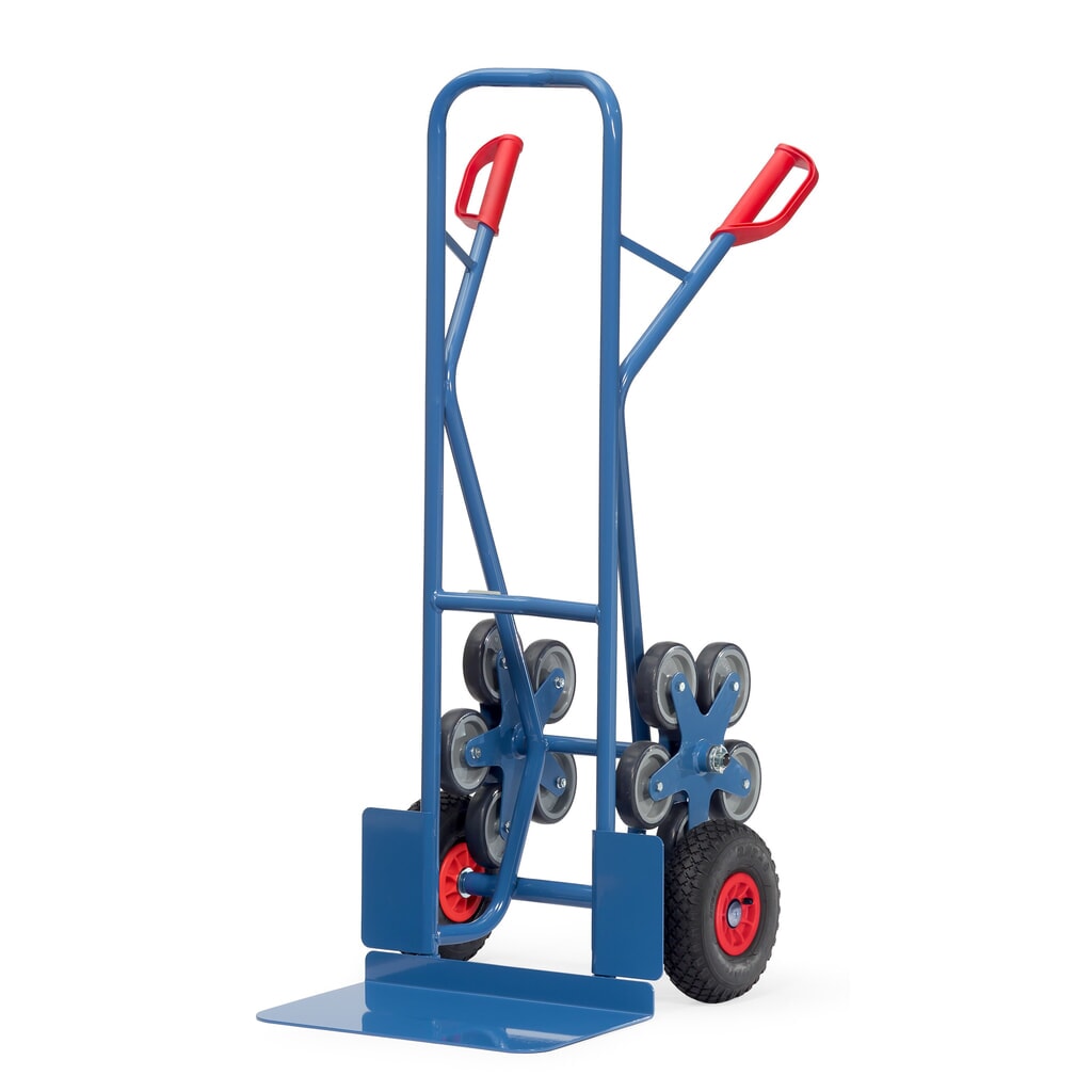 Wózek schodowy fetra®, 5-ramienna gwiazda kół, udźwig 200 kg, szufla szer. × gł. 480 × 300 mm, stal Zdjęcie produktu nr 1: Wózek schodowy fetra®, 5-ramienna gwiazda kół, udźwig 200 kg, szufla szer. × gł. 480 × 300 mm, stal