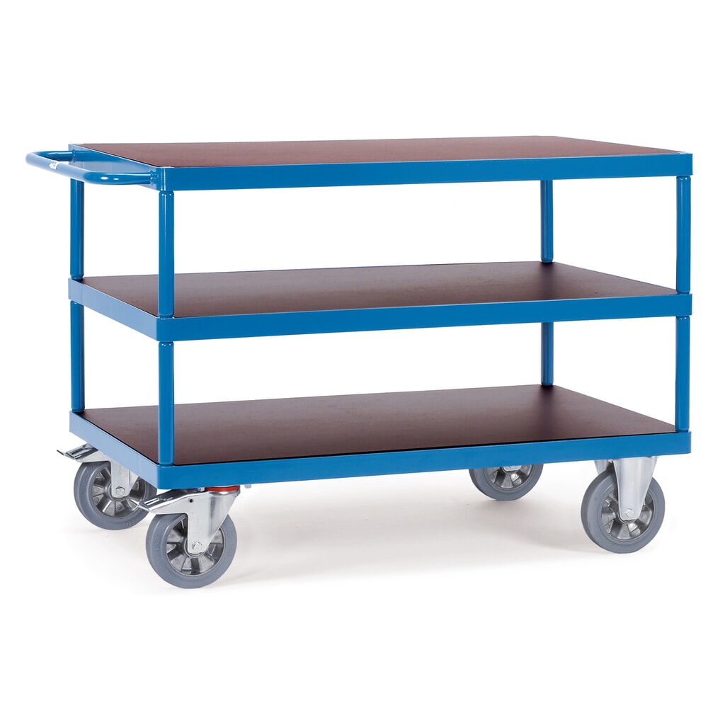 Zdjęcie produktu: Wózek stołowy do dużych obciążeń fetra®, udźwig 1200 kg, 3 x piętro o wymiarach 1600 × 800 mm