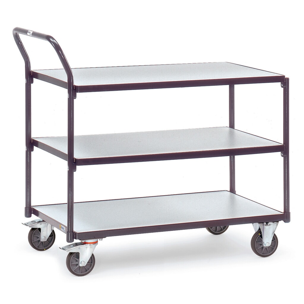 Zdjęcie produktu nr 1: Wózek stołowy ESD fetra®, udźwig 300 kg, 3 powierzchnie ładunkowe o wymiarach 600 × 1000 mm