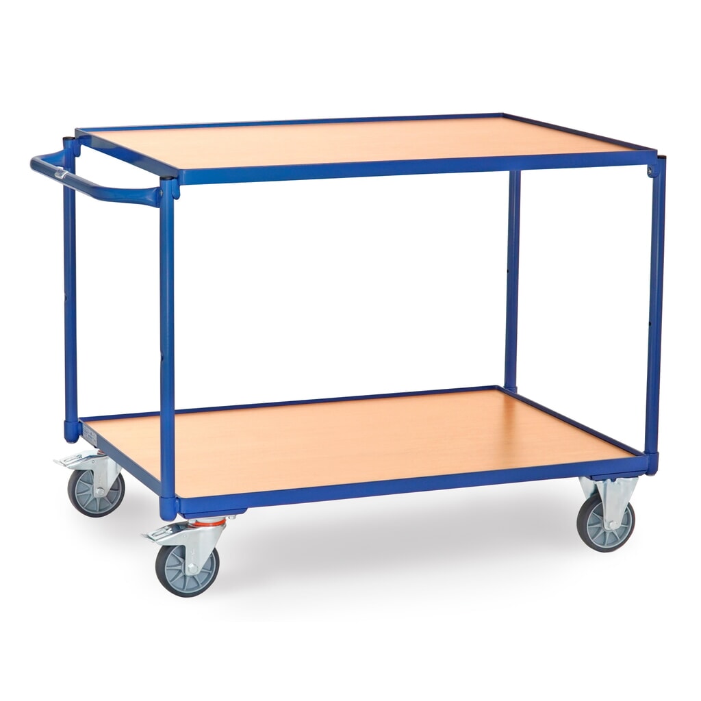 Wózek stołowy fetra®, udźwig 300 kg, 2 piętra o wymiarach 1000 × 700 mm, poziomy pałąk do pchania Zdjęcie produktu: Wózek stołowy fetra®, udźwig 300 kg, 2 piętra o wymiarach 1000 × 700 mm, poziomy pałąk do pchania