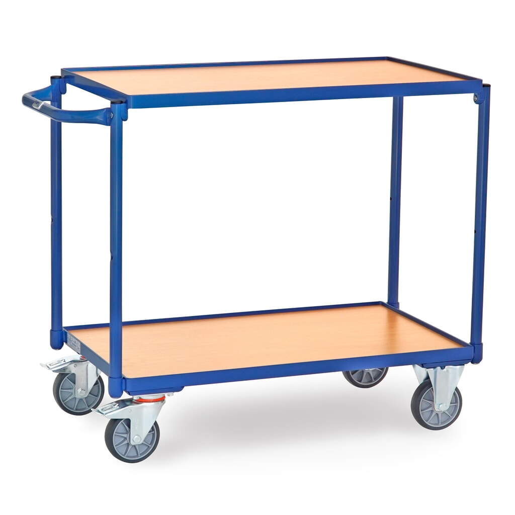 Wózek stołowy fetra®, udźwig 300 kg, 2 piętra o wymiarach 850 × 500 mm, poziomy pałąk do pchania Zdjęcie produktu nr 1: Wózek stołowy fetra®, udźwig 300 kg, 2 piętra o wymiarach 850 × 500 mm, poziomy pałąk do pchania