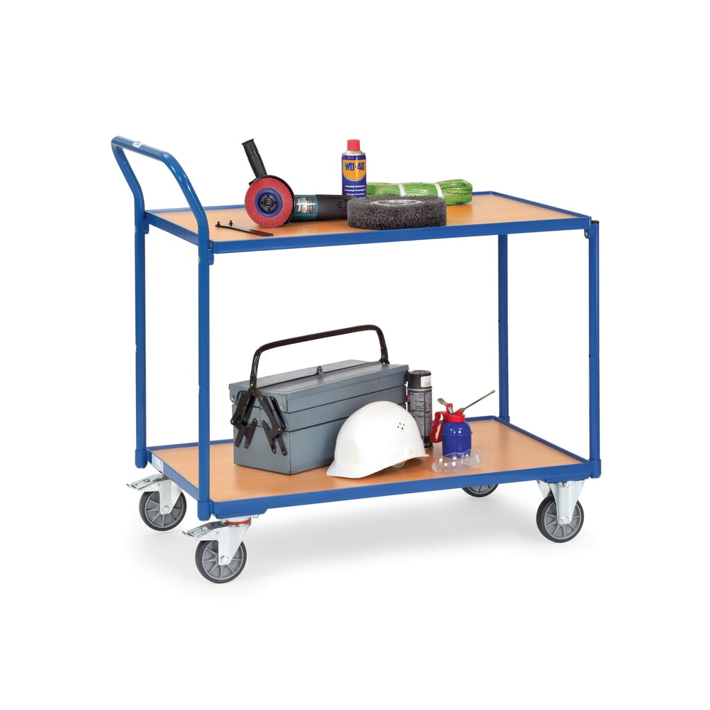 Wózek stołowy fetra®, udźwig 300 kg, 2 piętra o wymiarach 1000 × 600 mm, pionowy pałąk do pchania Zdjęcie produktu nr 3: Wózek stołowy fetra®, udźwig 300 kg, 2 piętra o wymiarach 1000 × 600 mm, pionowy pałąk do pchania