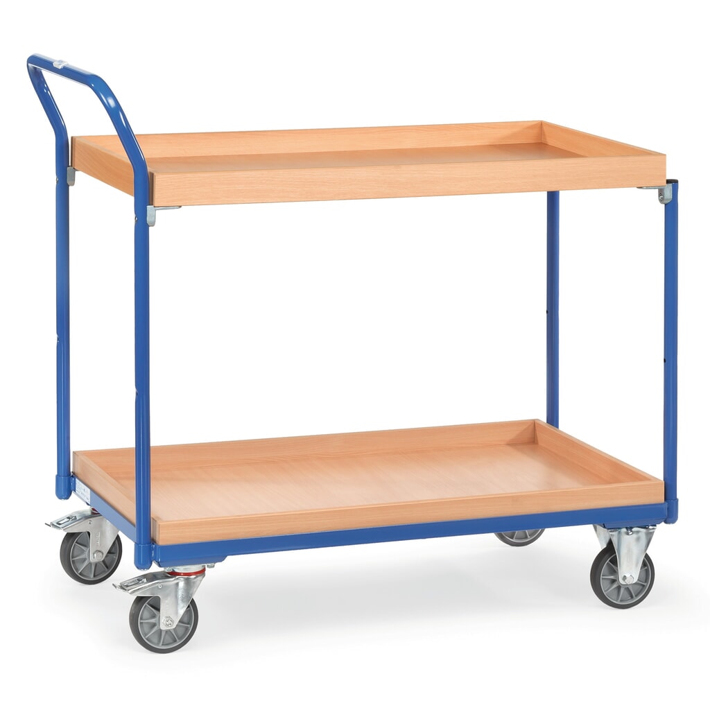 Zdjęcie produktu: Wózek stołowy fetra® z 2 pojemnikami drewnianymi po 1000 x 600 mm, wysokość 1030 mm