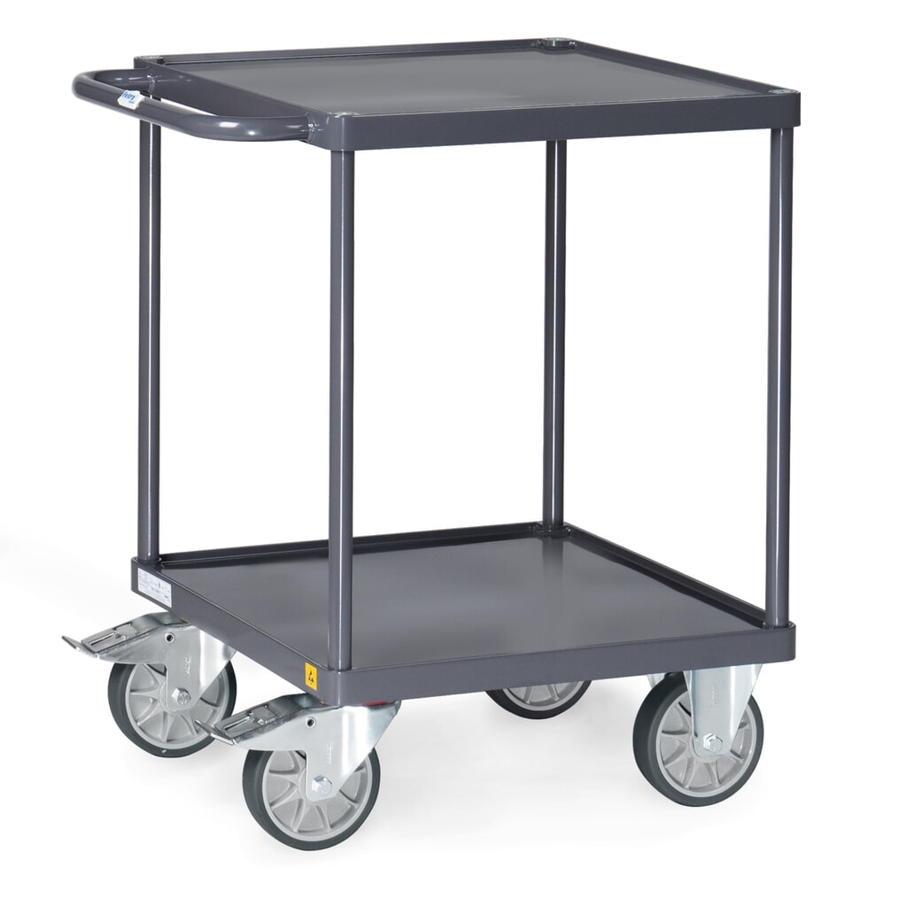 Wózek stołowy i montażowy fetra® ESD z wannami z blachy stalowej o wymiarach 600 x 600 mm każda Zdjęcie produktu nr 1: Wózek stołowy i montażowy fetra® ESD z wannami z blachy stalowej o wymiarach 600 x 600 mm każda