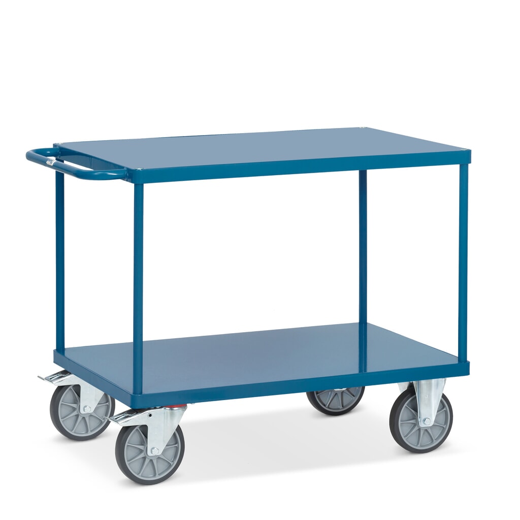 Wózek stołowy i montażowy fetra® z podłogami z blachy stalowej po 1000 x 600 mm Zdjęcie produktu: Wózek stołowy i montażowy fetra® z podłogami z blachy stalowej po 1000 x 600 mm