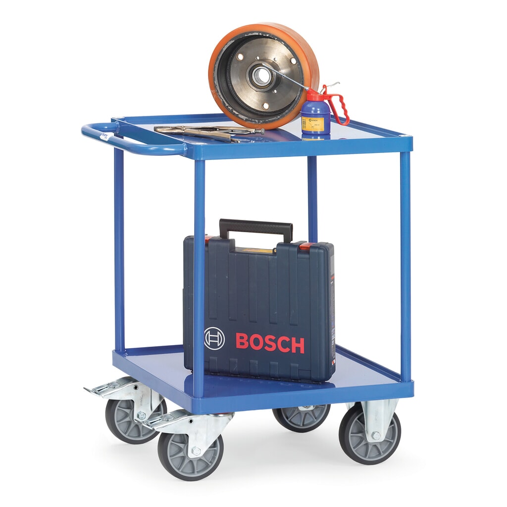 Wózek stołowy i montażowy fetra® z wannami z blachy stalowej, powierzchnia ładunkowa 600 x 600 mm Zdjęcie produktu nr 2: Wózek stołowy i montażowy fetra® z wannami z blachy stalowej, powierzchnia ładunkowa 600 x 600 mm