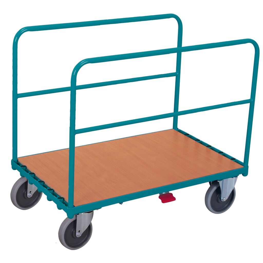 Wózek transportowy do płyt Ameise®, z 2 barierkami, udźwig 500 kg, powierzchnia ładunkowa szer. x gł. 1273 x 740 mm Zdjęcie produktu nr 1: Wózek transportowy do płyt Ameise®, z 2 barierkami, udźwig 500 kg, powierzchnia ładunkowa szer. x gł. 1273 x 740 mm
