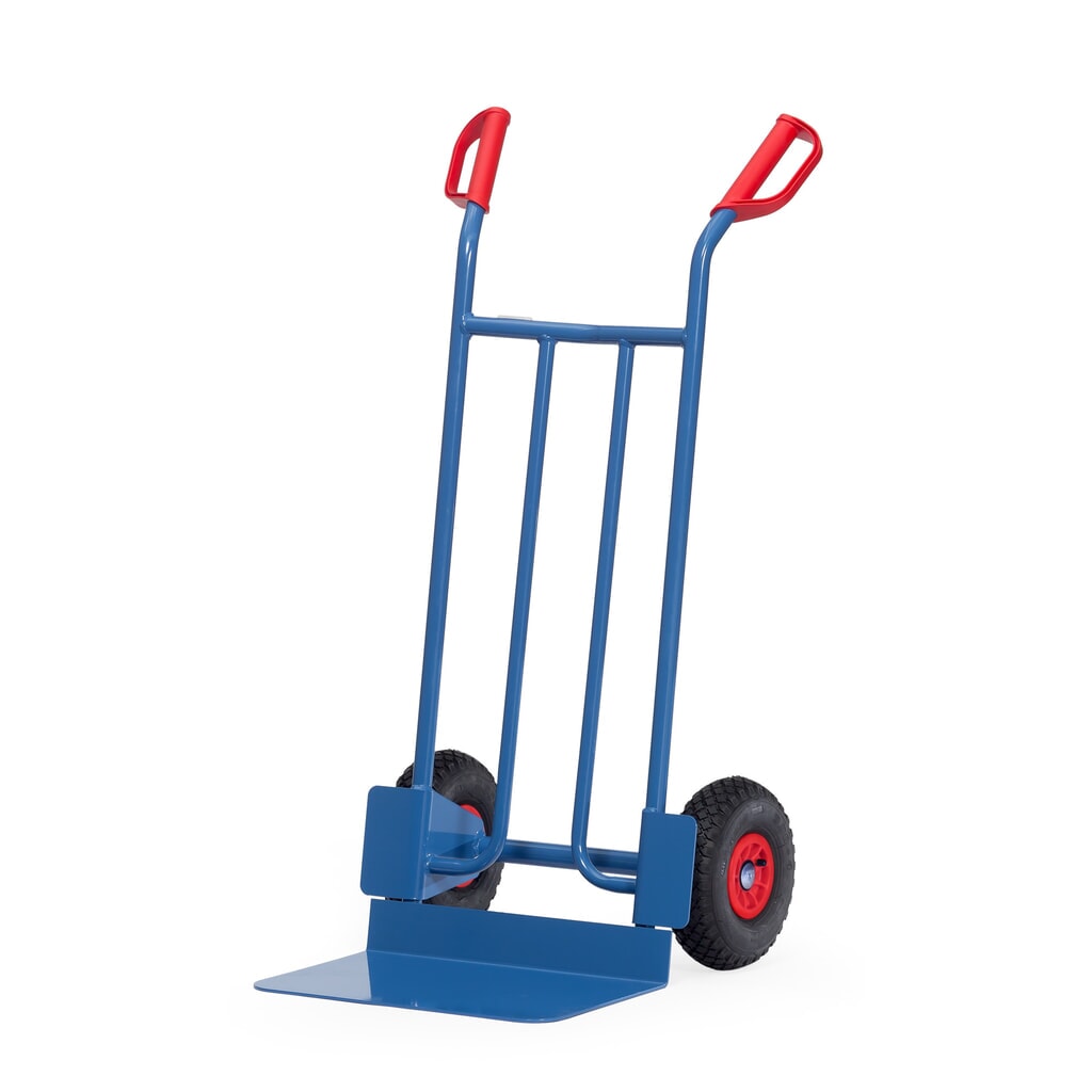 Zdjęcie produktu: Wózek transportowy fetra®, wysokość 1150 mm, udźwig 250 kg, szufla szer. x gł. 480 x 300 mm, prosty, ogumienie pneumatyczne