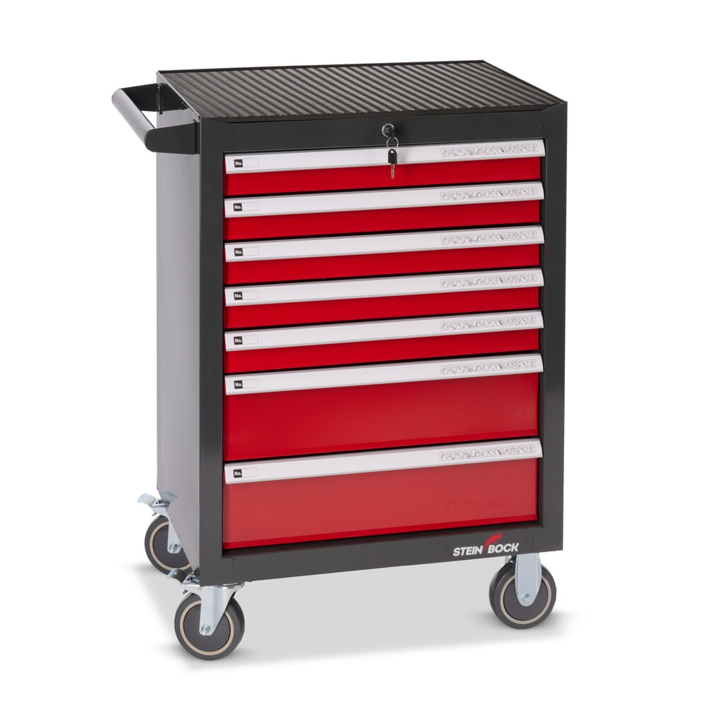 Obraz produktu: Wózek warsztatowy Steinbock® M, 7 szuflad, możliwość zamykania, wraz ze 130-częściowym zestawem narzędzi