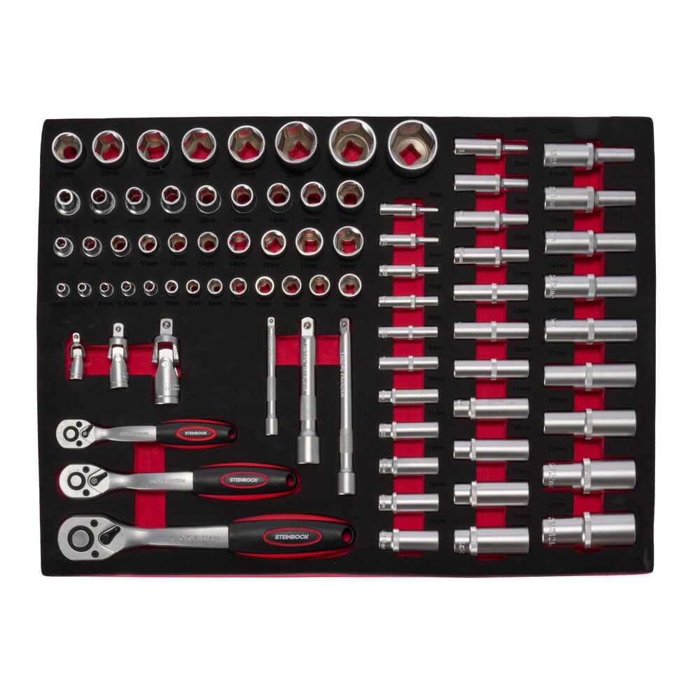 Zdjęcie produktu nr 10: Wózek warsztatowy Steinbock® M, 7 szuflad, możliwość zamykania, wraz ze 130-częściowym zestawem narzędzi