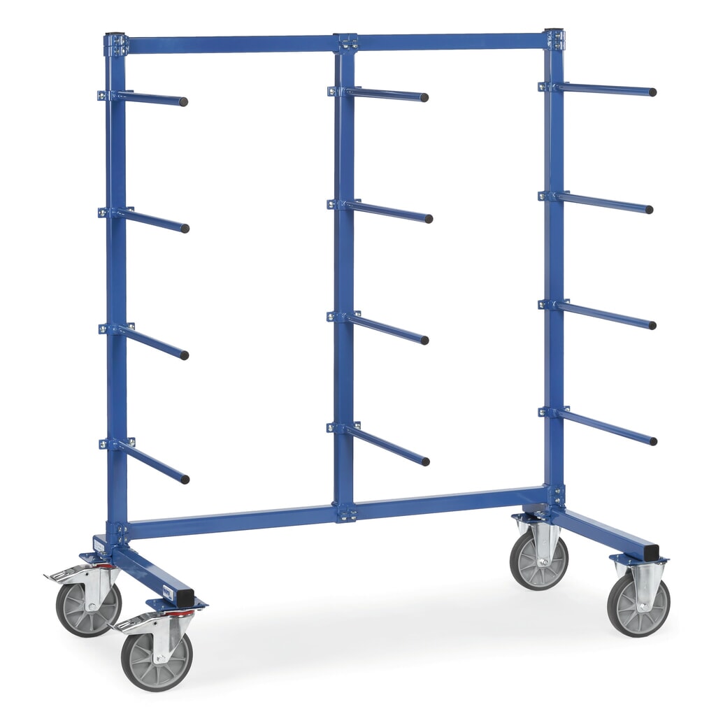 Zdjęcie produktu nr 1: Wózek z ramieniem nośnym fetra®, jednostronny, 12 x ramię nośne, wys. x szer. x gł. 1807 x 2200 x 800 mm
