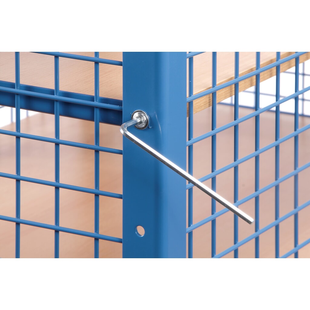 Zdjęcie produktu nr 3: Wózek z szafką fetra®, 3 x ściana kratowa, 5 poziomów po 1 000 × 680 mm