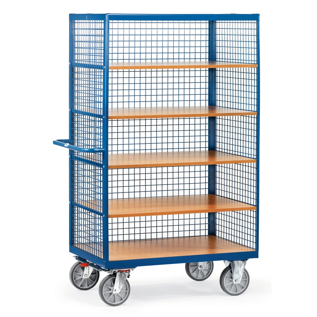 Wózek z szafką fetra®, 3 x ściana kratowa, 5 poziomów po 1 000 × 680 mm Zdjęcie produktu: Wózek z szafką fetra®, 3 x ściana kratowa, 5 poziomów po 1 000 × 680 mm