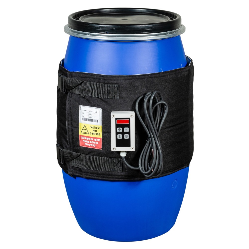 Obraz produktu: Kołnierz grzewczy do beczek Kuhlmann z cyfrowym sterownikiem, 105–120 l, 0–90ºC, 230 V, 400 W, dł. x wys. 1650 x 370 mm