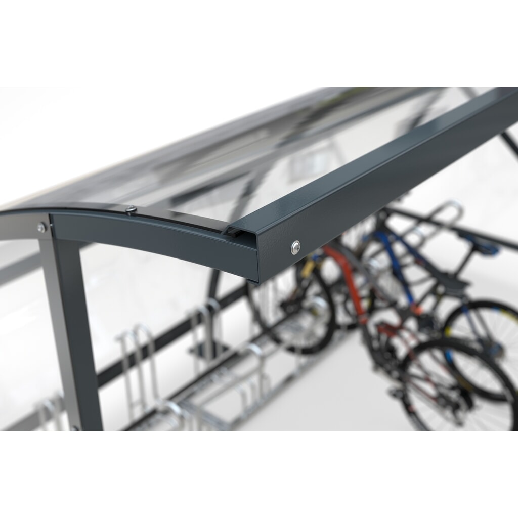 Zadaszenie SWING z okrągłym łukiem, szerokość 4080 mm, RAL 7016 antracytowy szary Zdjęcie produktu nr 2: Zadaszenie SWING z okrągłym łukiem, szerokość 4080 mm, RAL 7016 antracytowy szary