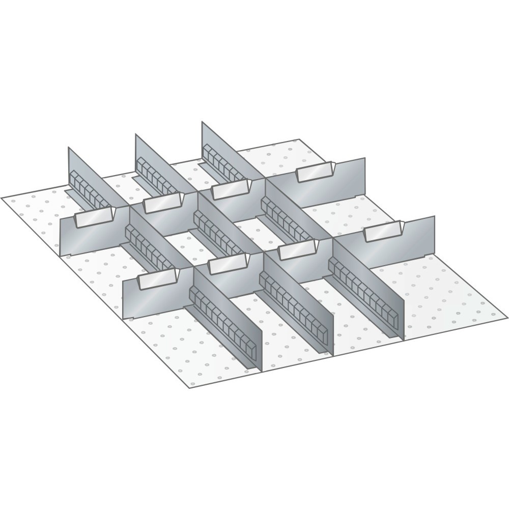 Obraz produktu: Zestaw ścianek szczelinowych i płyt rozdzielających LISTA 27x36E, (szer. x gł.) 459 x 612 mm, 3 ścianki szczelinowe, 8 płyt rozdzielających, do wysokości przodu 50 mm