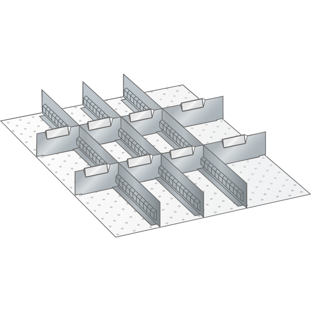 Zestaw ścianek szczelinowych i płyt rozdzielających LISTA 27x36E, (szer. x gł.) 459 x 612 mm, 3 ścianki szczelinowe, 8 płyt rozdzielających, do wysokości przodu 50 mm Zdjęcie produktu: Zestaw ścianek szczelinowych i płyt rozdzielających LISTA 27x36E, (szer. x gł.) 459 x 612 mm, 3 ścianki szczelinowe, 8 płyt rozdzielających, do wysokości przodu 50 mm