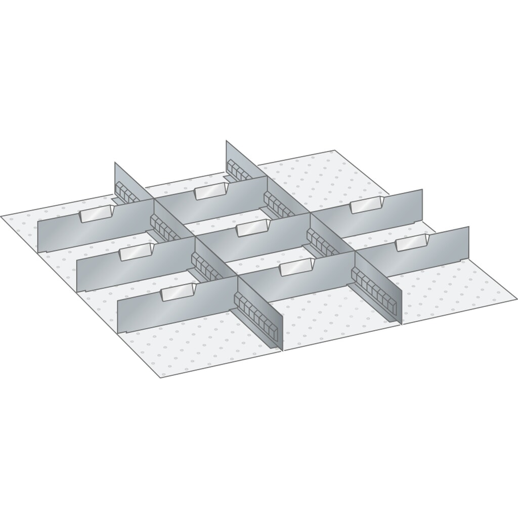 Zdjęcie produktu: Zestaw ścianek szczelinowych i płyt rozdzielających LISTA 36x36E, (szer. x gł.) 612 x 612 mm, 2 ścianki szczelinowe, 8 płyt rozdzielających, do wysokości przodu 75 mm