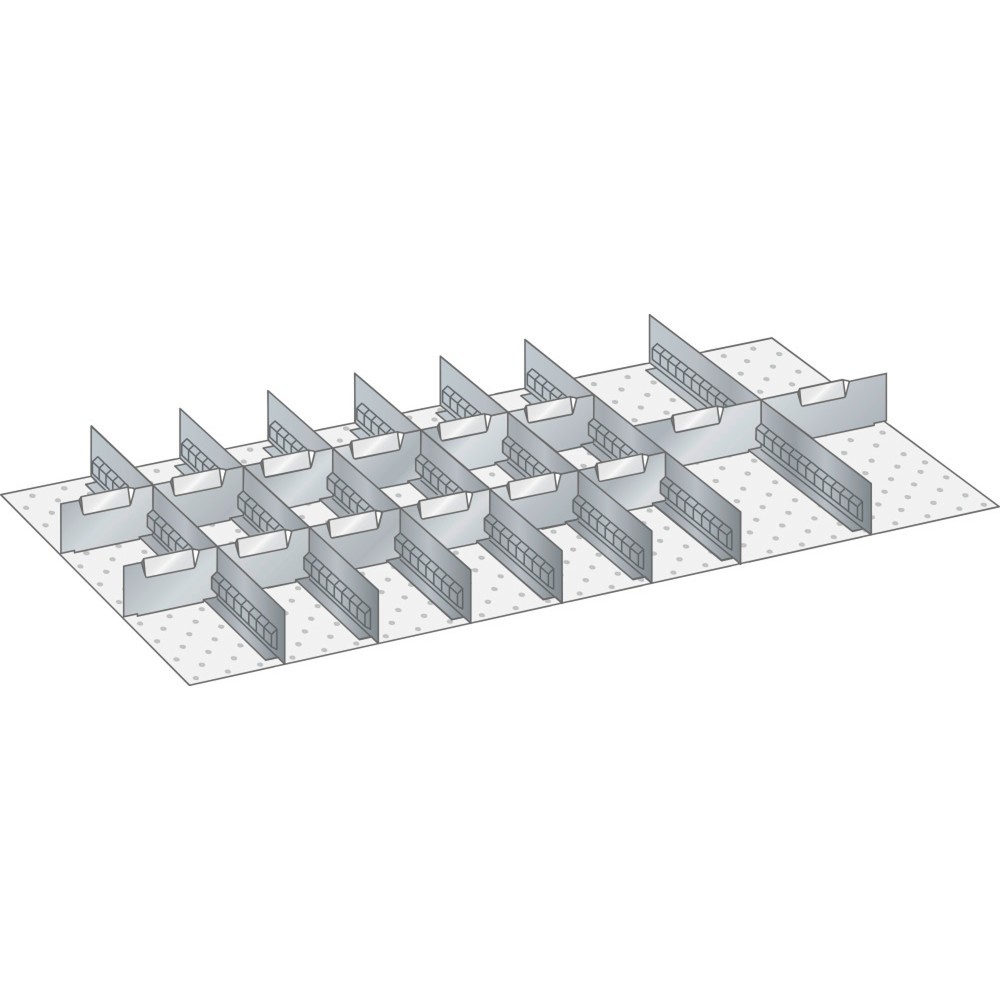 Obraz produktu: Zestaw ścianek szczelinowych i płyt rozdzielających LISTA 54x27E, (szer. x gł.) 918 x 459 mm, 7 ścianek szczelinowych, 14 płyt rozdzielających, do wysokości przodu 50 mm