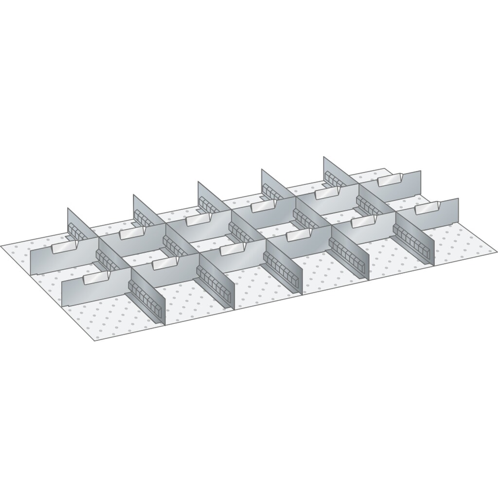 Zdjęcie produktu: Zestaw ścianek szczelinowych i płyt rozdzielających LISTA 54x27E, (szer. x gł.) 918 x 459 mm, 5 ścianek szczelinowych, 12 płyt rozdzielających, do wysokości przodu 50 mm