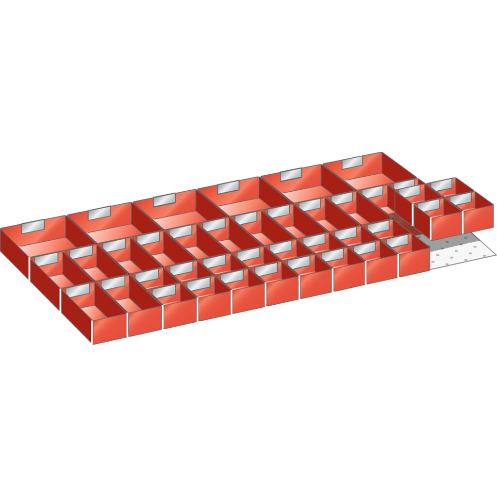 Zestaw skrzynek do pojemników LISTA 54x27E (szer. x gł.) 918 x 459 mm, 22 cz., do wysokości przodu 75 mm Zdjęcie produktu: Zestaw skrzynek do pojemników LISTA 54x27E (szer. x gł.) 918 x 459 mm, 22 cz., do wysokości przodu 75 mm