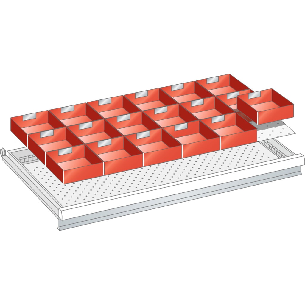 Zdjęcie produktu: Zestaw skrzynek do pojemników LISTA 54x27E (szer. x gł. x wys.) 918 x 459 x 50 mm, 18 cz.