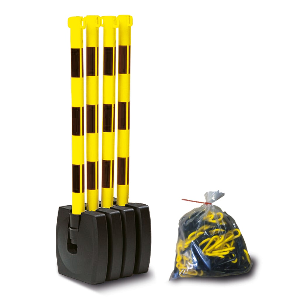 Guarda-Flex łańcuch ostrzegawczy zestaw, 4 stojaki + 10 m łańcuch, czarny/żółty Zdjęcie produktu nr 1: Guarda-Flex łańcuch ostrzegawczy zestaw, 4 stojaki + 10 m łańcuch, czarny/żółty