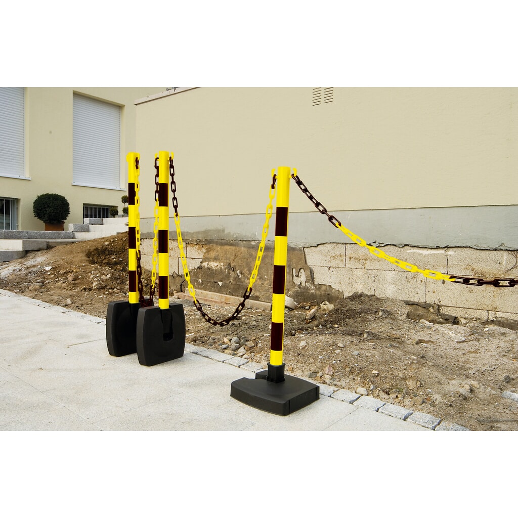 Guarda-Flex łańcuch ostrzegawczy zestaw, 4 stojaki + 10 m łańcuch, czarny/żółty Zdjęcie produktu nr 3: Guarda-Flex łańcuch ostrzegawczy zestaw, 4 stojaki + 10 m łańcuch, czarny/żółty
