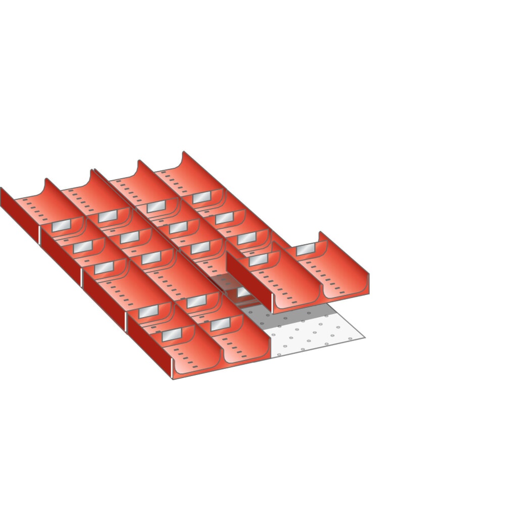 Zestaw zagłębień (niecek) LISTA 18x36E, (szer. x gł. x wys.) 306 x 612 x 50 mm, 28 cz. Zdjęcie produktu: Zestaw zagłębień (niecek) LISTA 18x36E, (szer. x gł. x wys.) 306 x 612 x 50 mm, 28 cz.