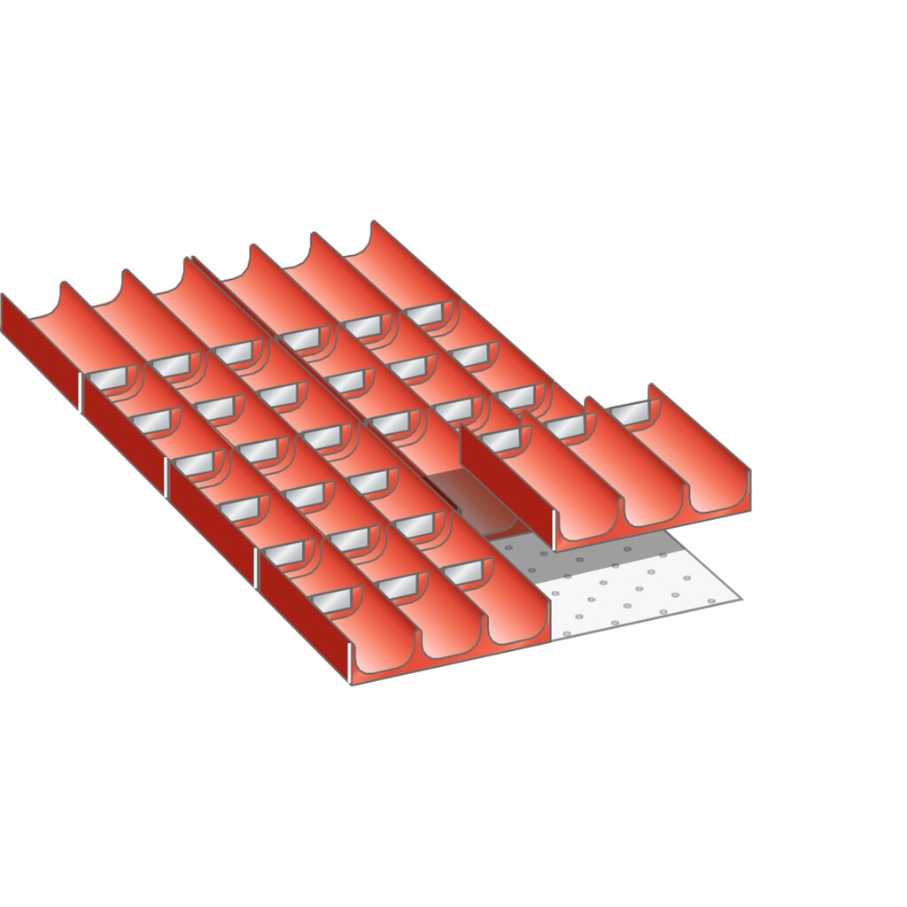 Zdjęcie produktu: Zestaw zagłębień (niecek) LISTA 18x36E, (szer. x gł. x wys.) 306 x 612 x 50 mm, 38 cz.