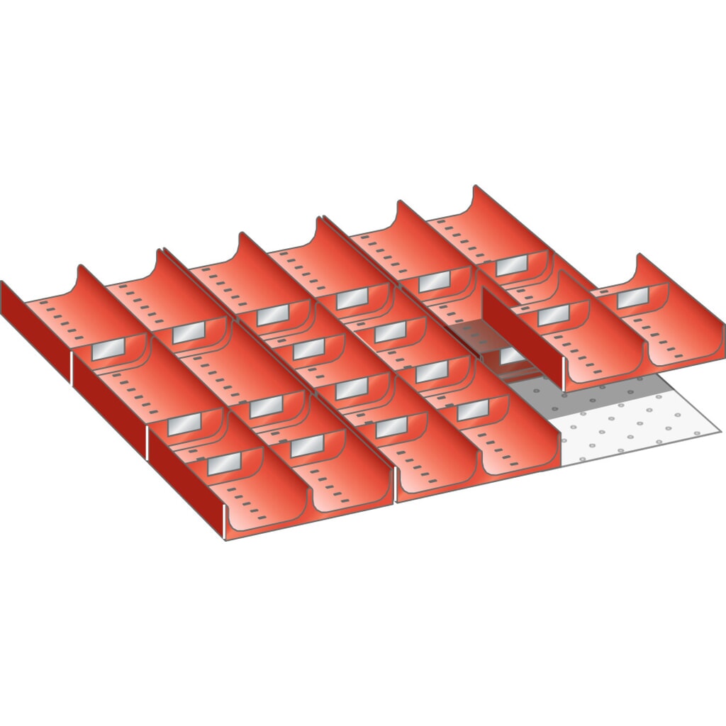 Zestaw zagłębień (niecek) LISTA 27x27E, (szer. x gł. x wys.) 459 x 459 x 50 mm, 29 cz. Zdjęcie produktu: Zestaw zagłębień (niecek) LISTA 27x27E, (szer. x gł. x wys.) 459 x 459 x 50 mm, 29 cz.