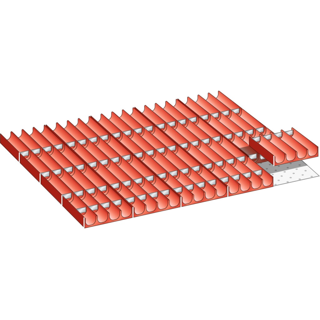 Zdjęcie produktu: Zestaw zagłębień (niecek) LISTA 45x36E, (szer. x gł. x wys.) 765 x 612 x 50 mm, 100 cz.