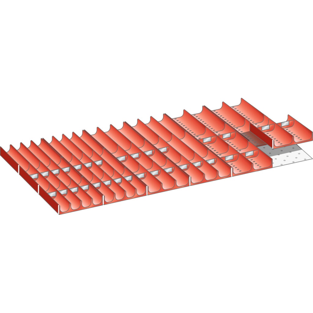 Zdjęcie produktu: Zestaw zagłębień (niecek) LISTA 54x27E, (szer. x gł. x wys.) 918 x 459 x 75 mm, 58 cz.
