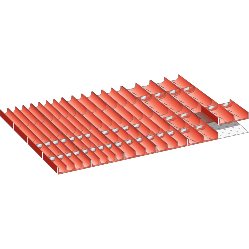 Zdjęcie produktu: Zestaw zagłębień (niecek) LISTA 54x36E, (szer. x gł. x wys.) 918 x 612 x 50 mm, 64 cz.